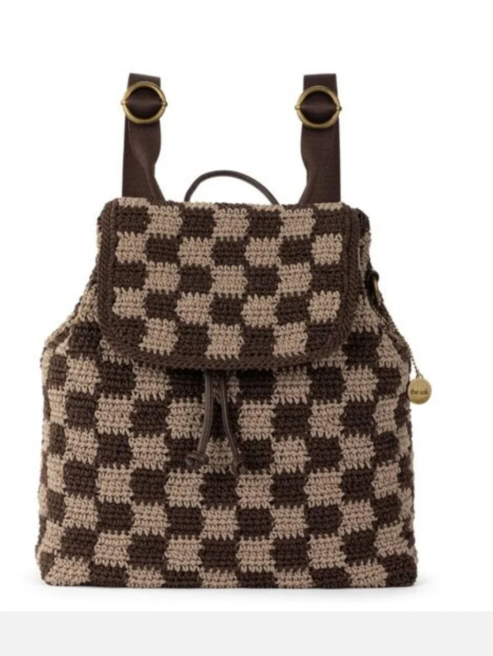 Sayulita Backpack The Sak Woven Checkered Brown & Cream Backpack